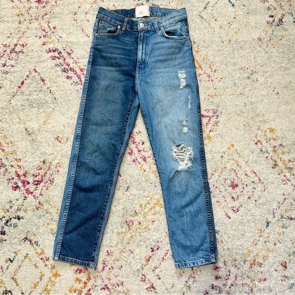 Revice Two Tone High Rise Distressed Jeans in Blue sz 29 - Picture 3 of 5